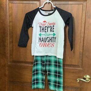 Festive Kids Pajama Set - Black and Green